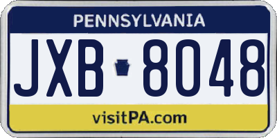 PA license plate JXB8048