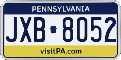 PA license plate JXB8052