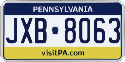 PA license plate JXB8063