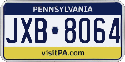 PA license plate JXB8064