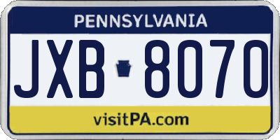 PA license plate JXB8070
