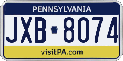 PA license plate JXB8074