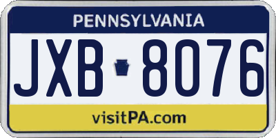PA license plate JXB8076
