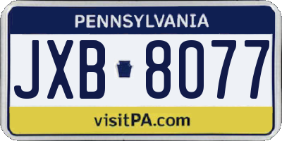 PA license plate JXB8077