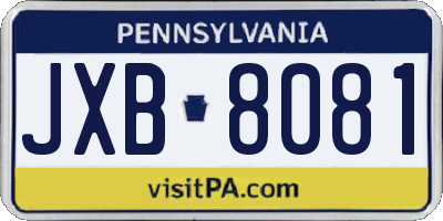 PA license plate JXB8081