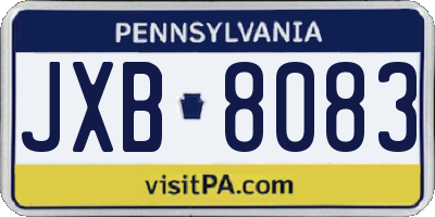 PA license plate JXB8083