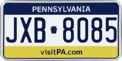 PA license plate JXB8085