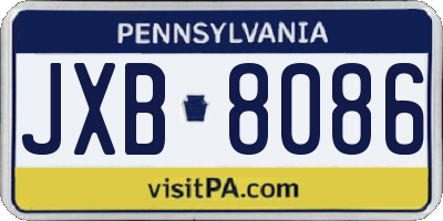 PA license plate JXB8086