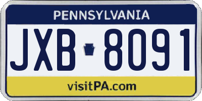 PA license plate JXB8091