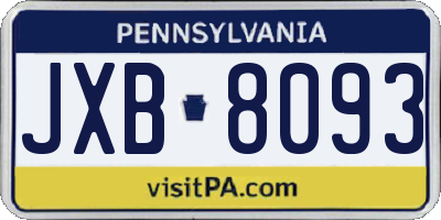 PA license plate JXB8093