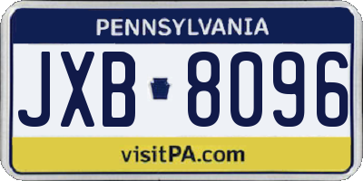 PA license plate JXB8096