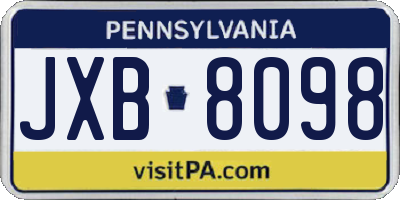 PA license plate JXB8098