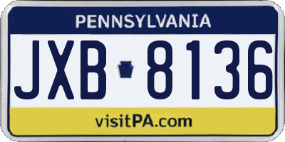 PA license plate JXB8136