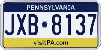 PA license plate JXB8137