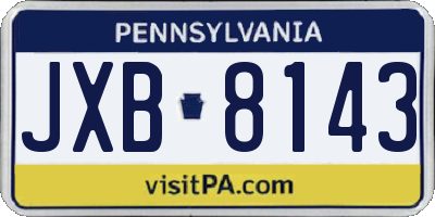 PA license plate JXB8143