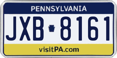 PA license plate JXB8161