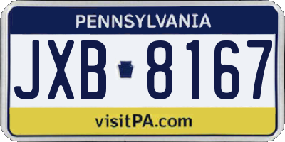 PA license plate JXB8167