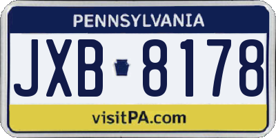 PA license plate JXB8178