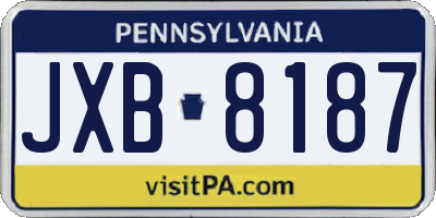 PA license plate JXB8187