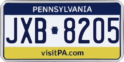 PA license plate JXB8205