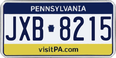 PA license plate JXB8215