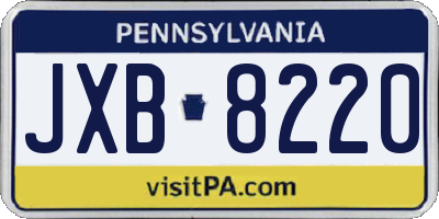 PA license plate JXB8220