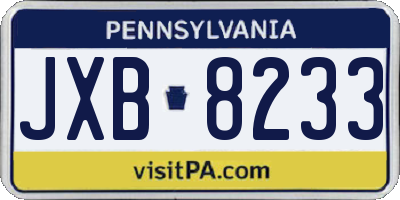 PA license plate JXB8233