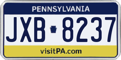 PA license plate JXB8237