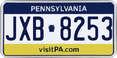 PA license plate JXB8253
