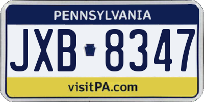 PA license plate JXB8347