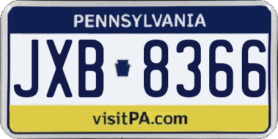 PA license plate JXB8366