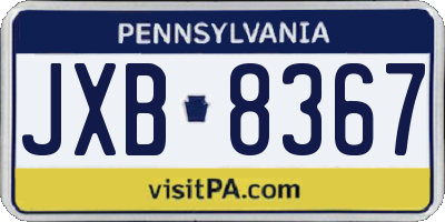 PA license plate JXB8367