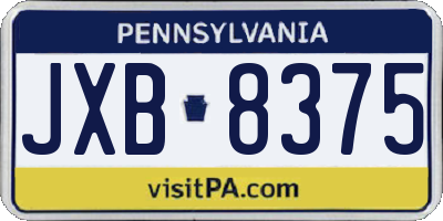 PA license plate JXB8375