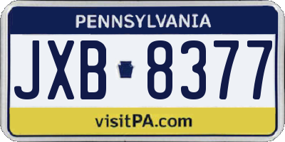 PA license plate JXB8377