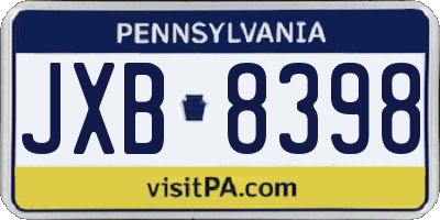 PA license plate JXB8398