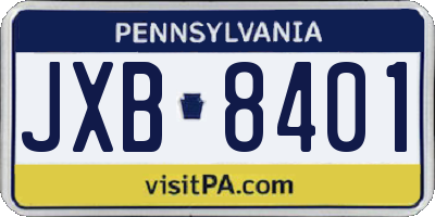 PA license plate JXB8401