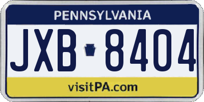 PA license plate JXB8404