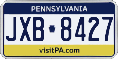 PA license plate JXB8427