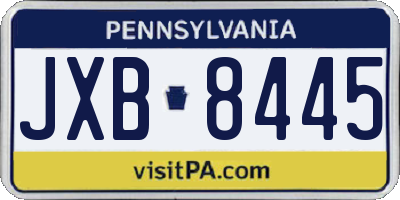 PA license plate JXB8445