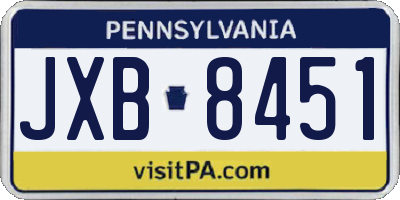 PA license plate JXB8451