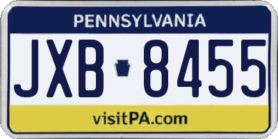 PA license plate JXB8455