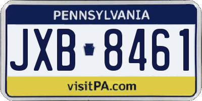 PA license plate JXB8461