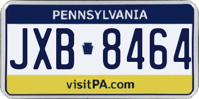 PA license plate JXB8464