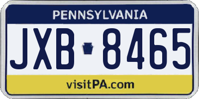 PA license plate JXB8465