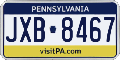 PA license plate JXB8467