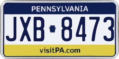PA license plate JXB8473