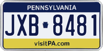 PA license plate JXB8481