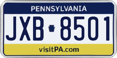 PA license plate JXB8501