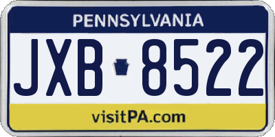 PA license plate JXB8522