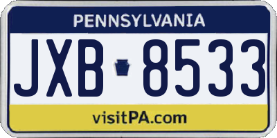 PA license plate JXB8533